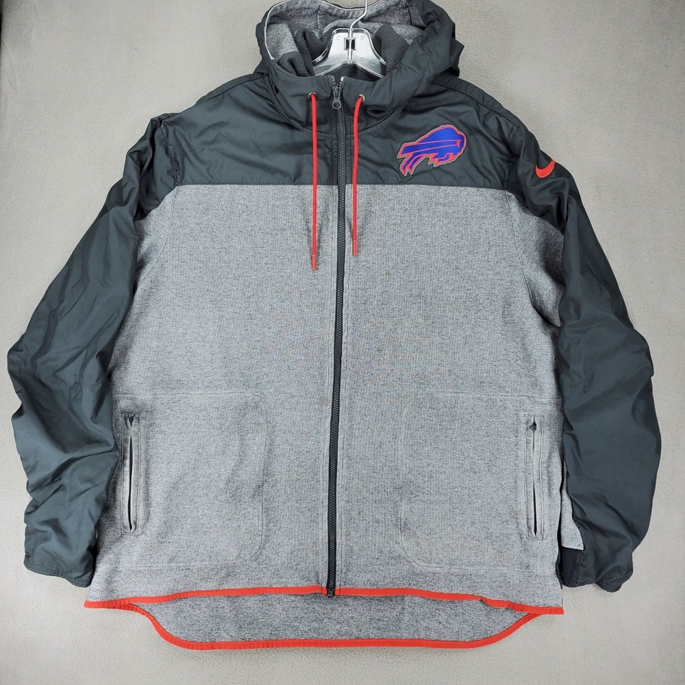 Nike Full Zip Hoodie Mens XXL Gray Buffalo Bills NFL Hybrid 851851-071